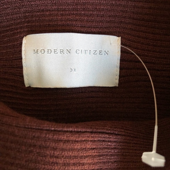 Modern Citizen Sweater The Lou Rib Knit Bell  Sleeve Deep Burgundy Size 3X - Picture 9 of 13